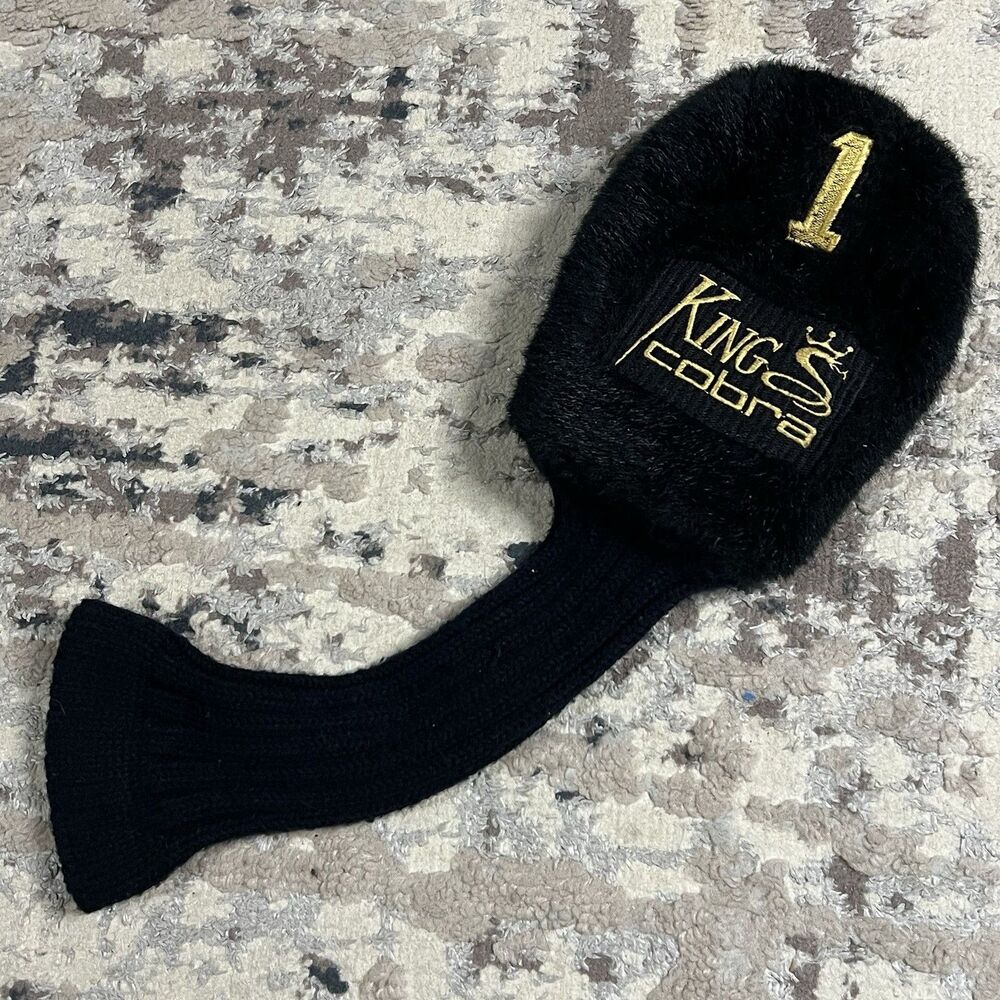 Vintage King Cobra 1 Wood Fuzzy Sock Headcover Black/Gold Golf Club Head Cover